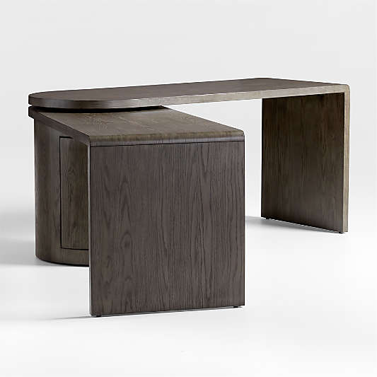 Twist 64" Grey Ash Rotating Large Desk with Storage