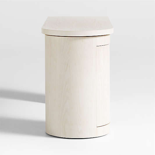 Twist Whitewashed Ash Wood Rotating Small Desk with Storage