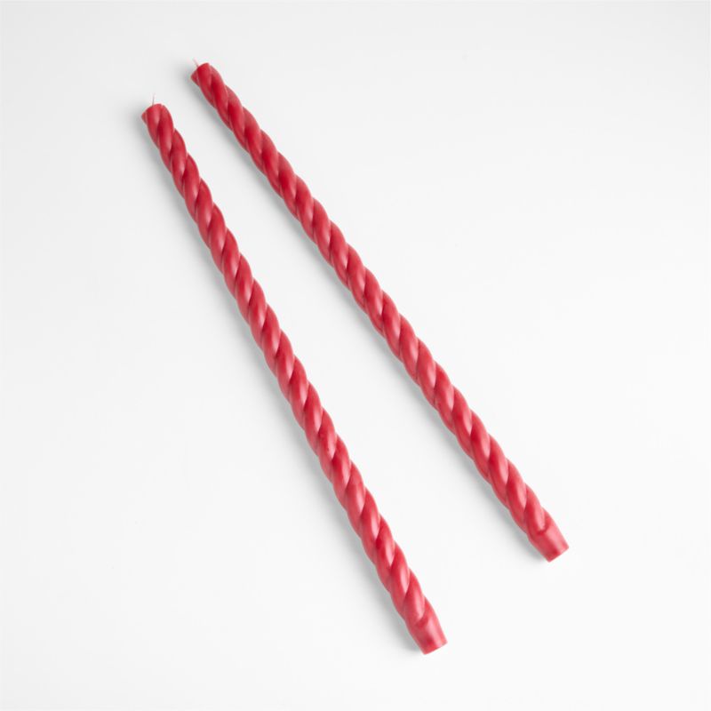 18" Twisted Cranberry Taper Candles, Set of 2 - image 0 of 4