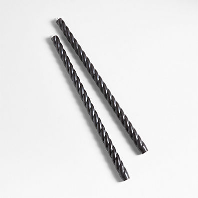 View Black 18" Twisted Taper Candles, Set of 2 details