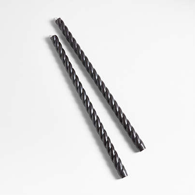 Twisted Black Taper Candles 18", Set of 2