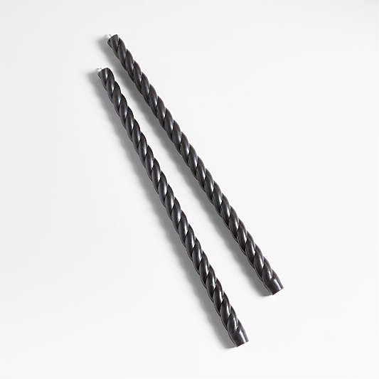 Twisted Black Taper Candles 18", Set of 2