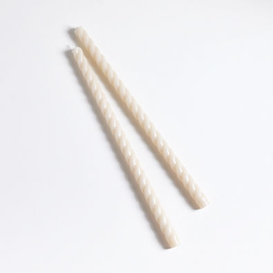 View Twisted Oat Off-White Taper Candles 18", Set of 2 details