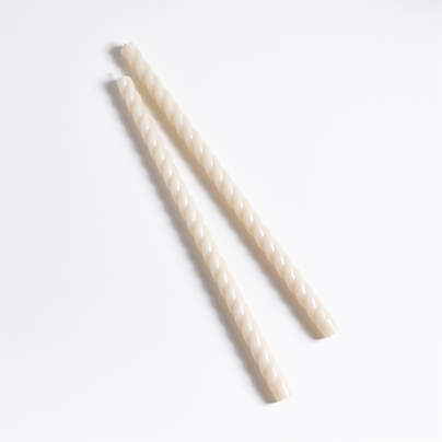 Twisted Oat Off-White Taper Candles 18", Set of 2