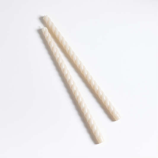 Twisted Oat Off-White Taper Candles 18", Set of 2