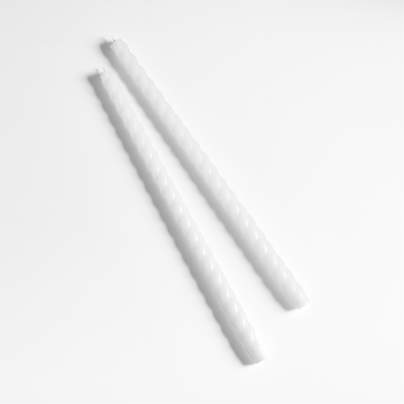 Twisted White Taper Candles 18", Set of 2