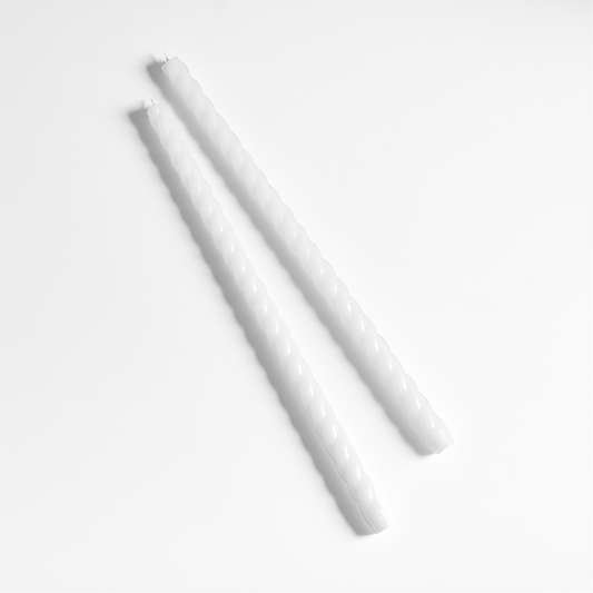 Twisted White Taper Candles 18", Set of 2