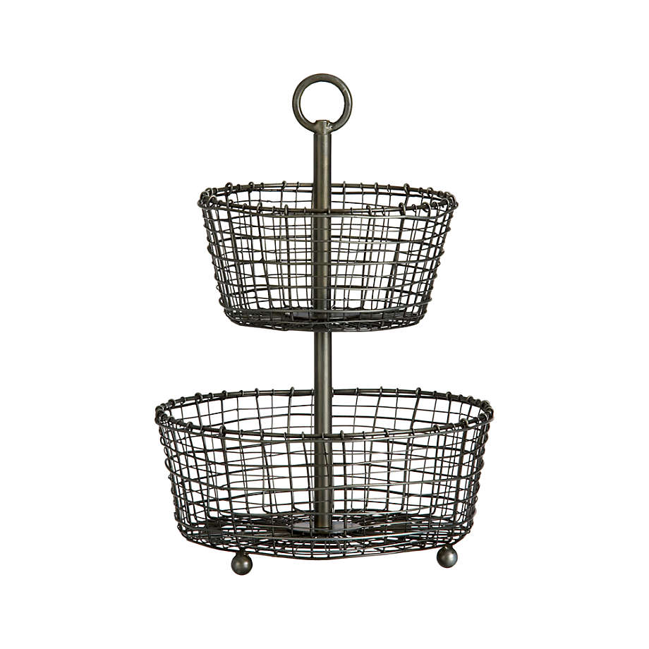 Cora Black Fruit Basket with Banana Hanger | Crate & Barrel