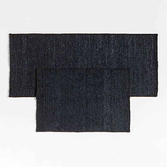 Textural Woven Performance Black Indoor/Outdoor Doormat