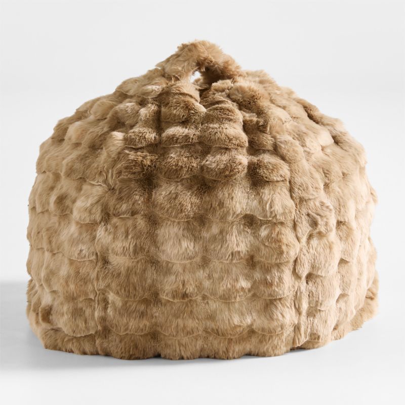 Sesame Brown Textured Faux Fur 30" Bean Bag Chair Cover - image 0 of 3