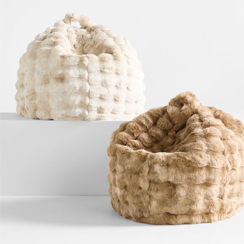 Sesame Brown Textured Faux Fur 30" Bean Bag Chair Cover - image 1 of 3