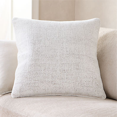 View Textured Chenille 23"x23" Arctic Ivory Throw Pillow with Feather Insert details