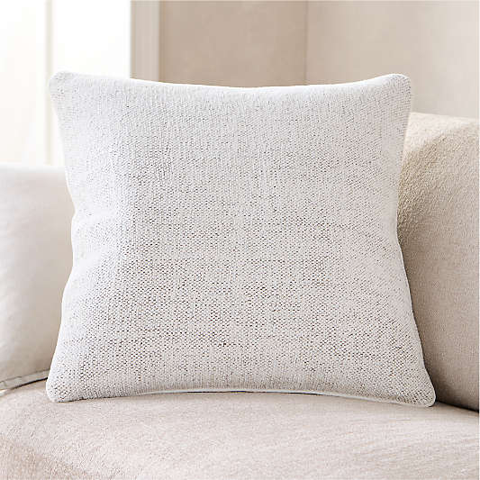 Textured Chenille 23"x23" Arctic Ivory Throw Pillow with Feather