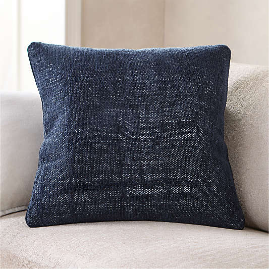 Textured Chenille 23"x23" Deep Indigo Throw Pillow Cover