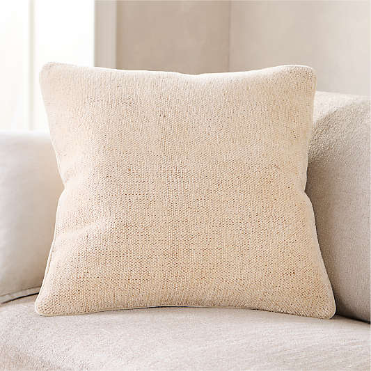 Textured Chenille 23"x23" Ecru Yellow Throw Pillow