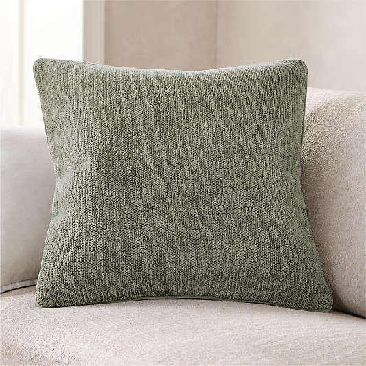 Textured Chenille 23"x23" Shadow Sage Green Throw Pillow with Down-Alternative Insert