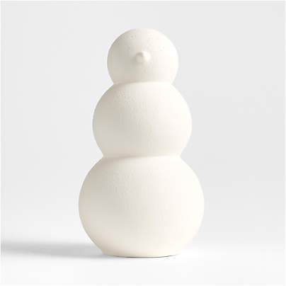 Antique White Textured Ceramic Snowman Large 13"