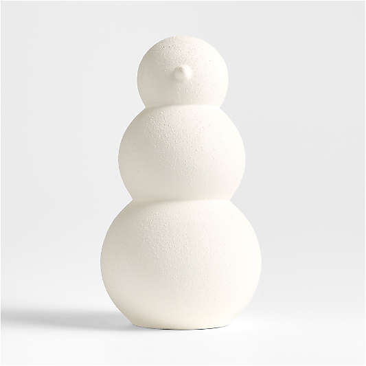 Antique White Textured Ceramic Snowman Large 13"