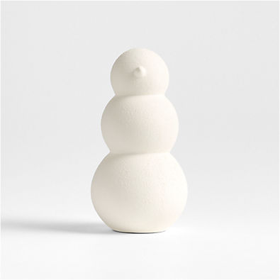 View Antique White Textured Ceramic Snowman Small 9" details