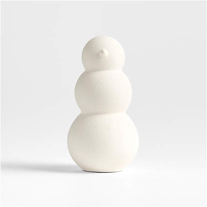 Antique White Textured Ceramic Snowman Small 9"