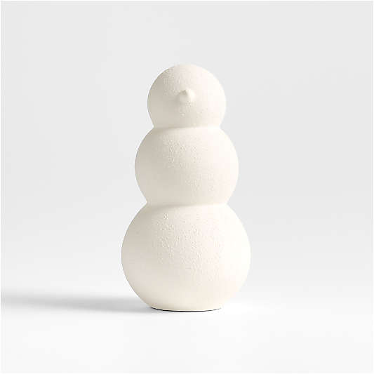 Antique White Textured Ceramic Snowman Small 9"