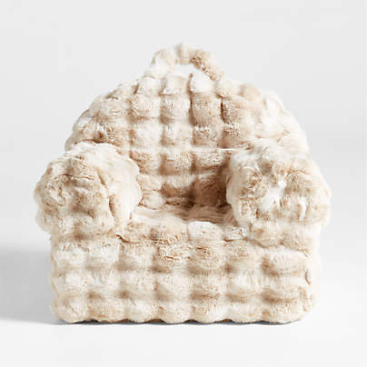 Large Arctic Ivory Plush Textured Faux Fur Kids Lounge Nod Chair