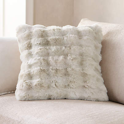 Textured Faux Fur Arctic Ivory 20"x20" Throw Pillow Cover