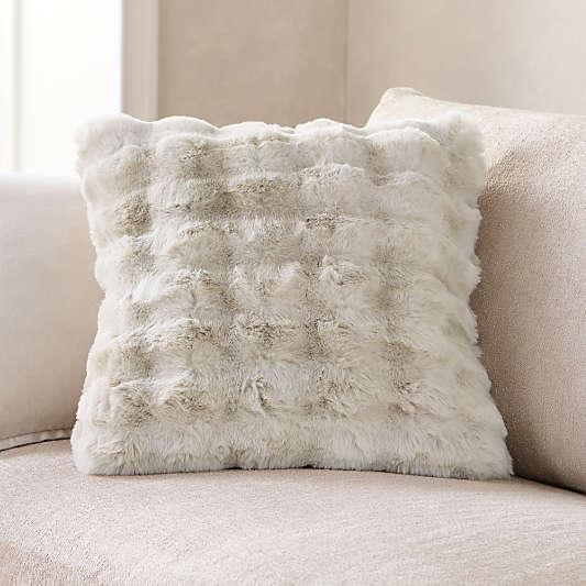 Textured Faux Fur Arctic Ivory 20"x20" Throw Pillow Cover