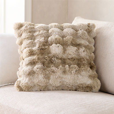 View Textured Faux Fur Sierra Tan 20"x20" Throw Pillow Cover details