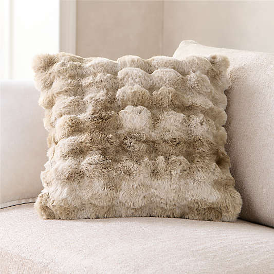 Textured Faux Fur Sierra Tan 20"x20" Throw Pillow Cover