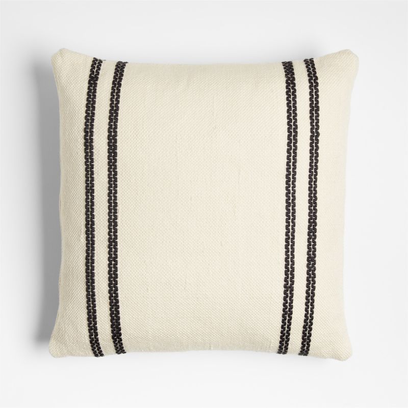Textured Stripe 20"x20" Ivory Outdoor Throw Pillow