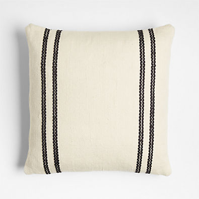 View Textured Stripe 20"x20" Ivory Outdoor Throw Pillow details