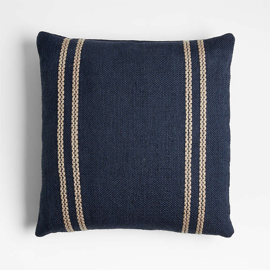 Textured Stripe 20"x20" Deep Indigo Outdoor Throw Pillow Crate & Barrel