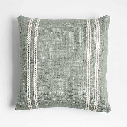 Green Pillow Combination Set, Beige Stripe Pillow, Block Print