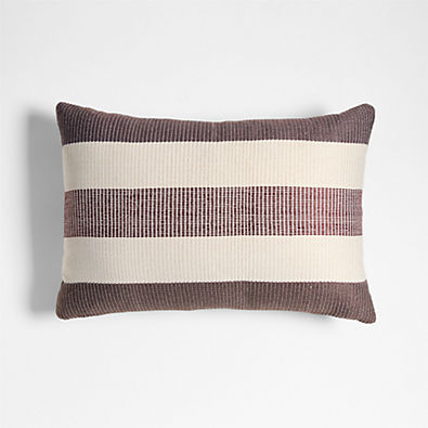 View Tonal Textured Stripes 22x15 Chestnut Red Indoor/Outdoor Throw Pillow details