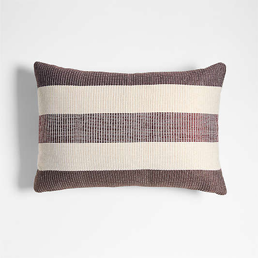 Tonal Textured Stripes 22x15 Chestnut Red Indoor/Outdoor Throw Pillow