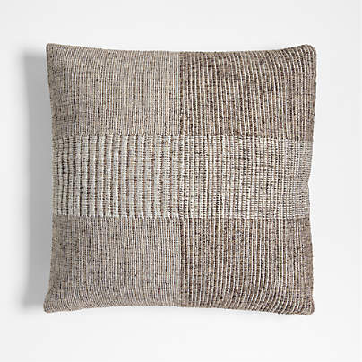 Textured Woven Stripes 20x20 Deep Brown Indoor/Outdoor Throw Pillow