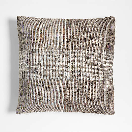 Textured Woven Stripes 20"x20" Deep Brown Indoor/Outdoor Throw Pillow