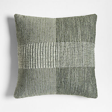 View Textured Woven Stripes 20x20 Juniper Green Indoor/Outdoor Throw Pillow details