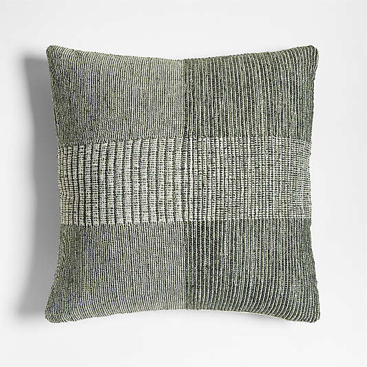 Textured Woven Stripes 20"x20" Juniper Green Indoor/Outdoor Throw Pillow