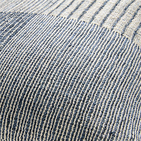 Textured Woven Stripes 22x15 Blue Indoor/Outdoor Throw Pillow