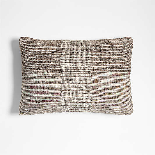 Textured Woven Stripes 22x15 Deep Brown Indoor/Outdoor Throw Pillow