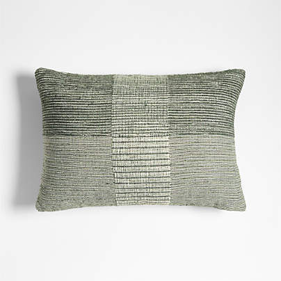 Textured Woven Stripes 22"x15" Juniper Green Indoor/Outdoor Throw Pillow