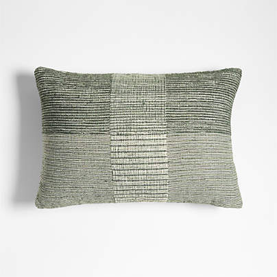 Textured Woven Stripes 22x15 Juniper Green Indoor/Outdoor Throw Pillow
