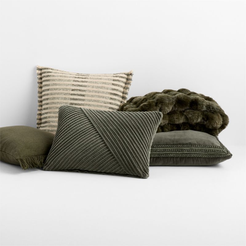Casual Textured Fringe 24"x16" Burnt Green Throw Pillow Cover - image 3 of 5