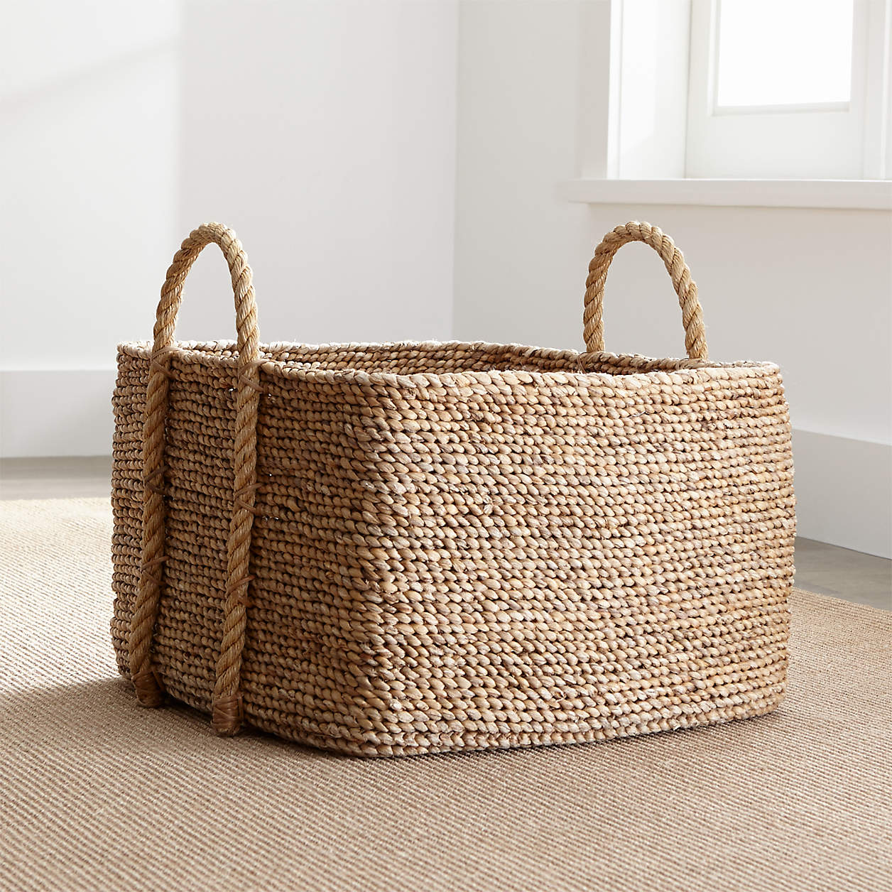 Tyler Square Basket With Rope Handle Low