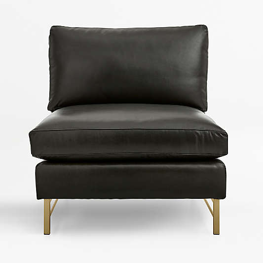 Tyson Leather Armless Chair with Brass Base