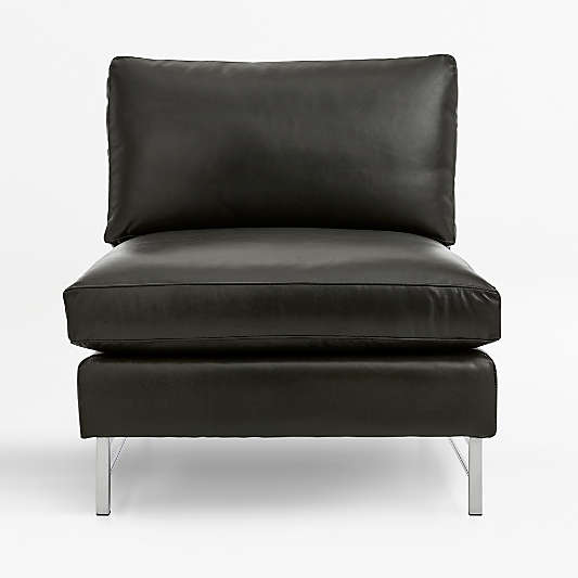 Tyson Leather Armless Chair with Stainless Steel Base