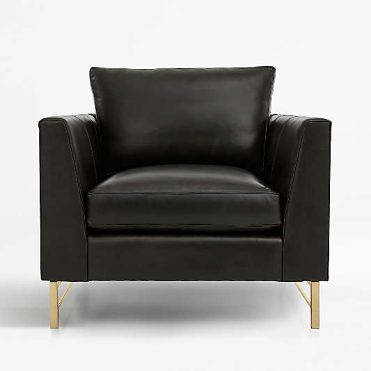 Tyson Leather Chair with Brass Base