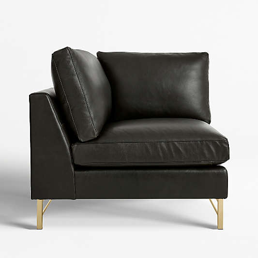 Tyson Leather Left Corner Chair with Brass Base